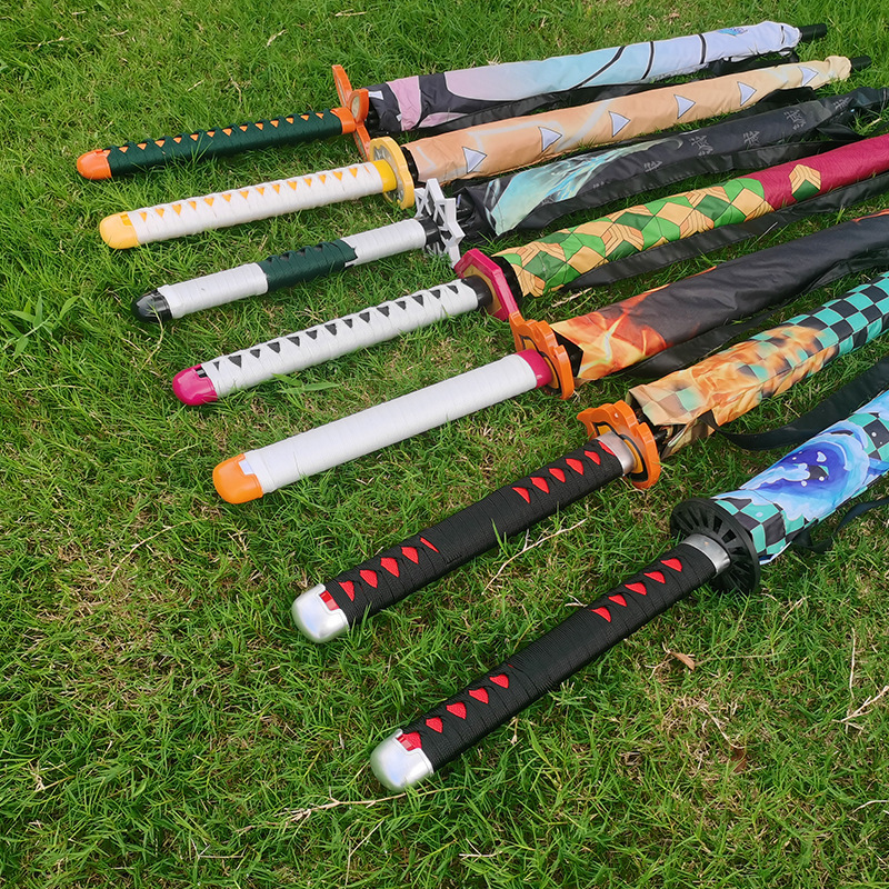 7 Styles 8 Bones Demon Slayer Kimetsu no Yaiba Long Anime Umbrella for the Rain Rengoku Kyoujurou Umbrellas