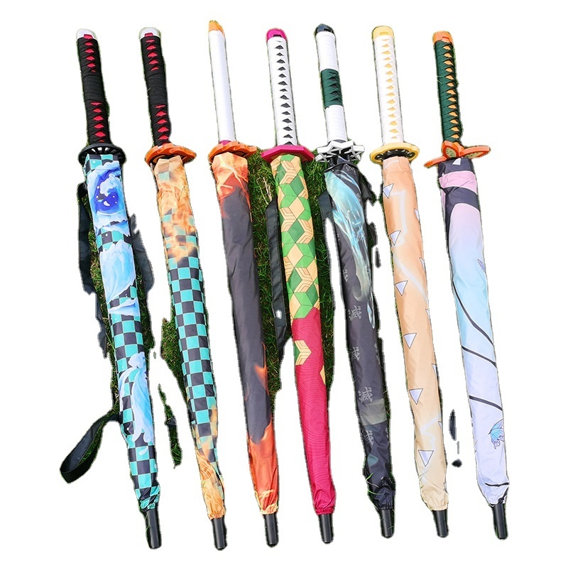 7 Styles 8 Bones Demon Slayer Kimetsu no Yaiba Long Anime Umbrella for the Rain Rengoku Kyoujurou Umbrellas