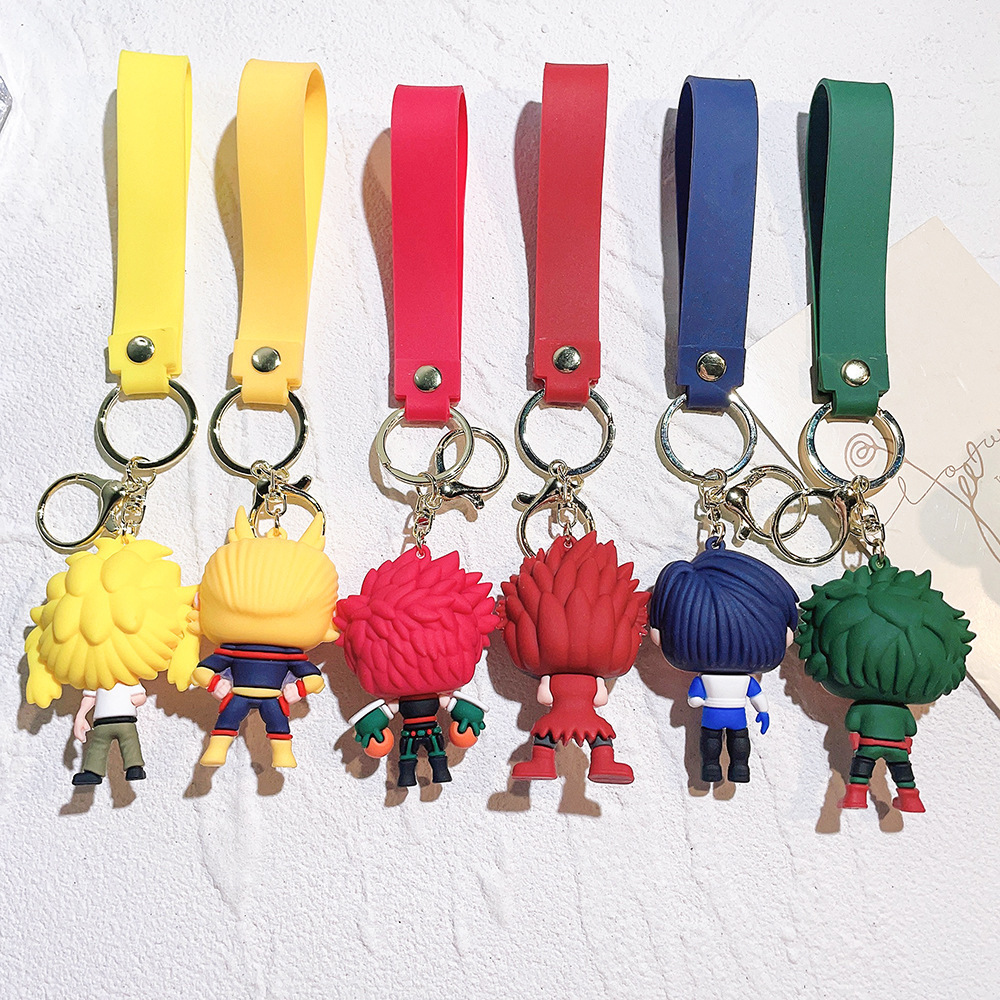 6 Styles My Hero Academia Bakugou Shoto Todoroki Shigaraki Silicone Keychain PVC Anime Figure Key Chains Pendant Doll Toys Props