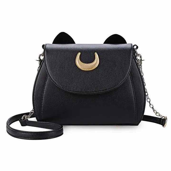 New Summer Sailor Moon Ladies Handbag Black Luna Cat Shape Chain Shoulder Bag PU Leather Women Messenger Crossbody Small Bag