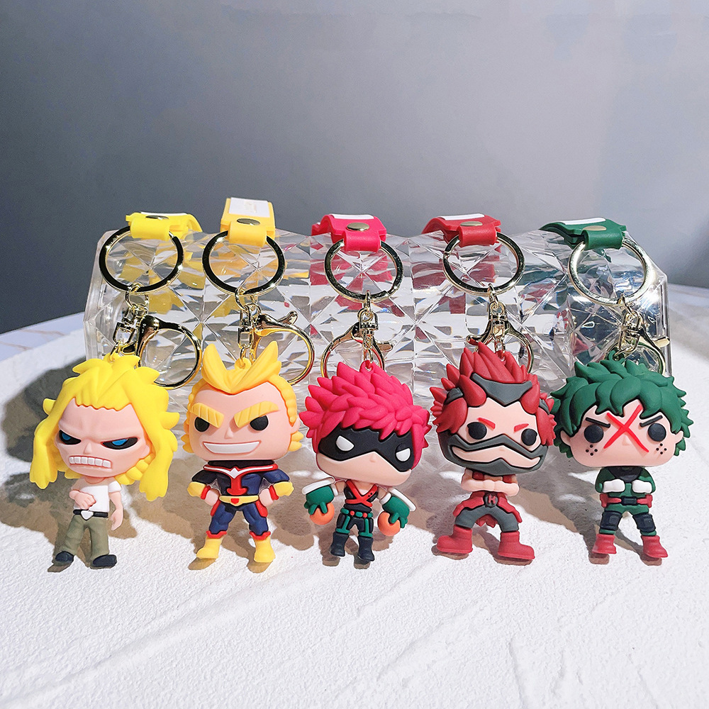 6 Styles My Hero Academia Bakugou Shoto Todoroki Shigaraki Silicone Keychain PVC Anime Figure Key Chains Pendant Doll Toys Props