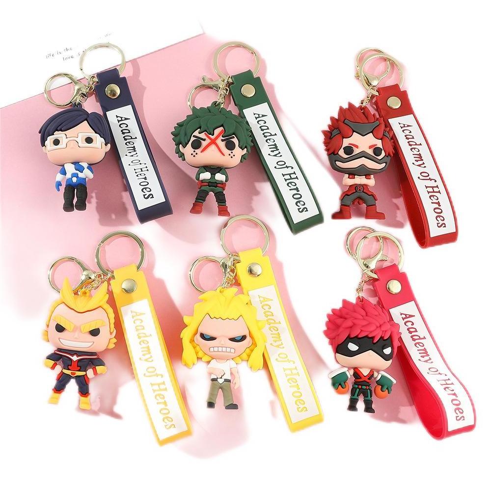 6 Styles My Hero Academia Bakugou Shoto Todoroki Shigaraki Silicone Keychain PVC Anime Figure Key Chains Pendant Doll Toys Props