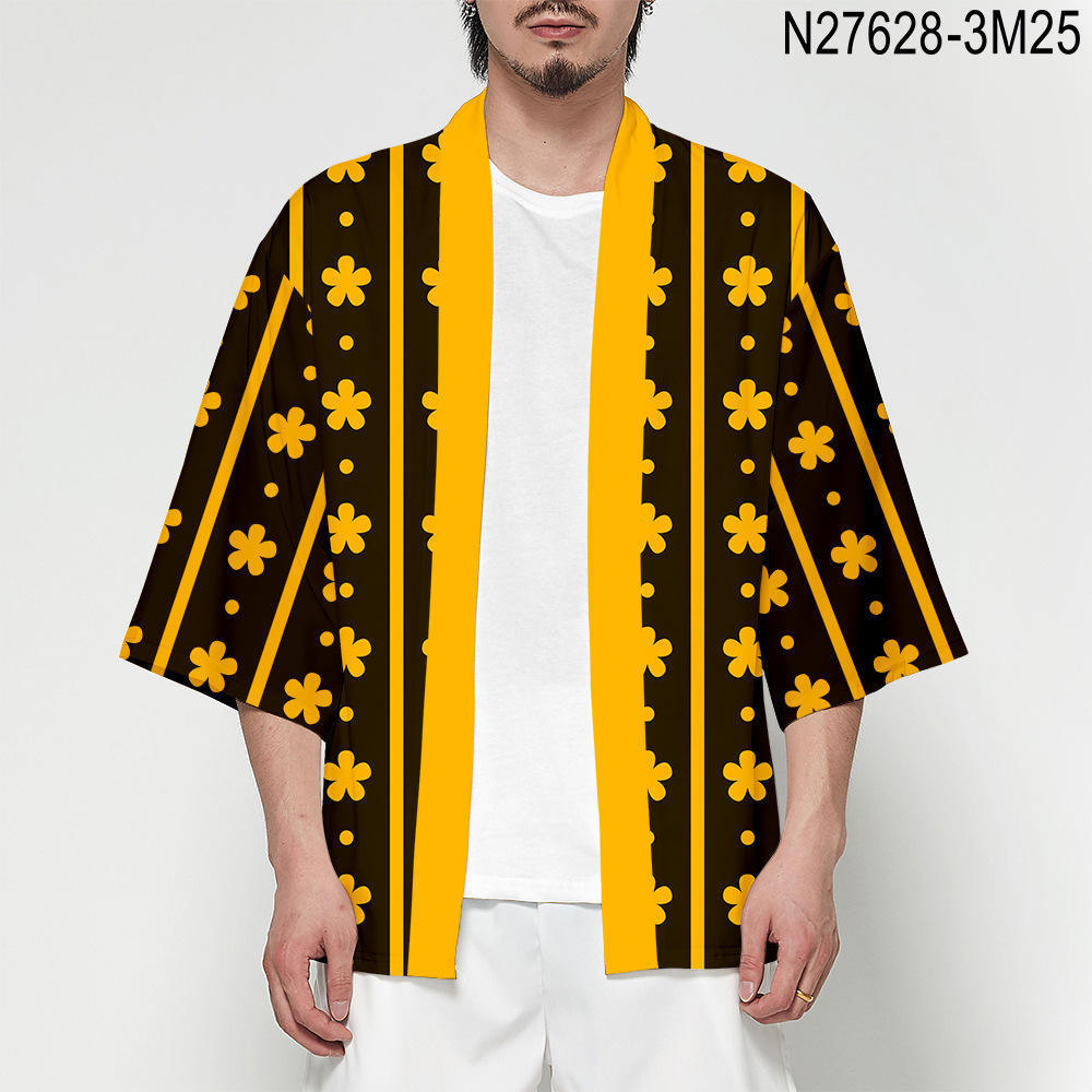 5 Style Luffy Zoro Ace Cosplay Color Printing Haori Shirts Cloak Anime Kimono Costume