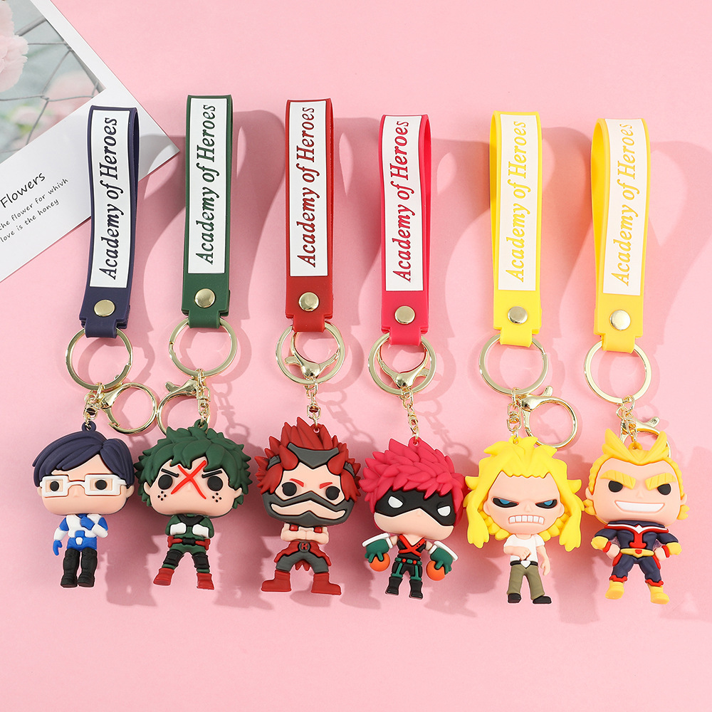 6 Styles My Hero Academia Bakugou Shoto Todoroki Shigaraki Silicone Keychain PVC Anime Figure Key Chains Pendant Doll Toys Props