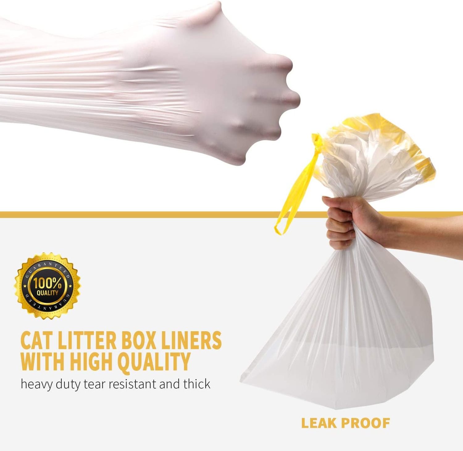 Biodegradable Cat Litter Tray Liners Durable drawstring Lavender scent Cat Waste Litter Bags Pet Cat Litter Tray Liner