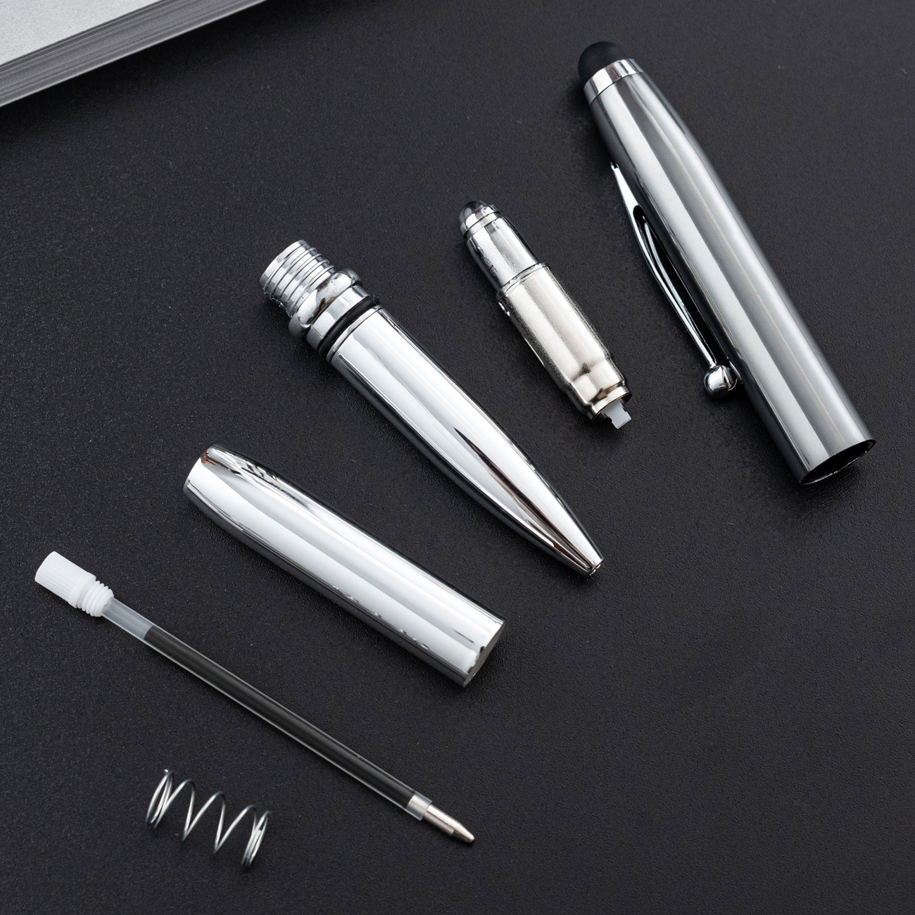 Business 3 In 1 Led Metal Pen Light Tip Ball Flashlight Led Ballpoint Stylus Pen With Custom Logo