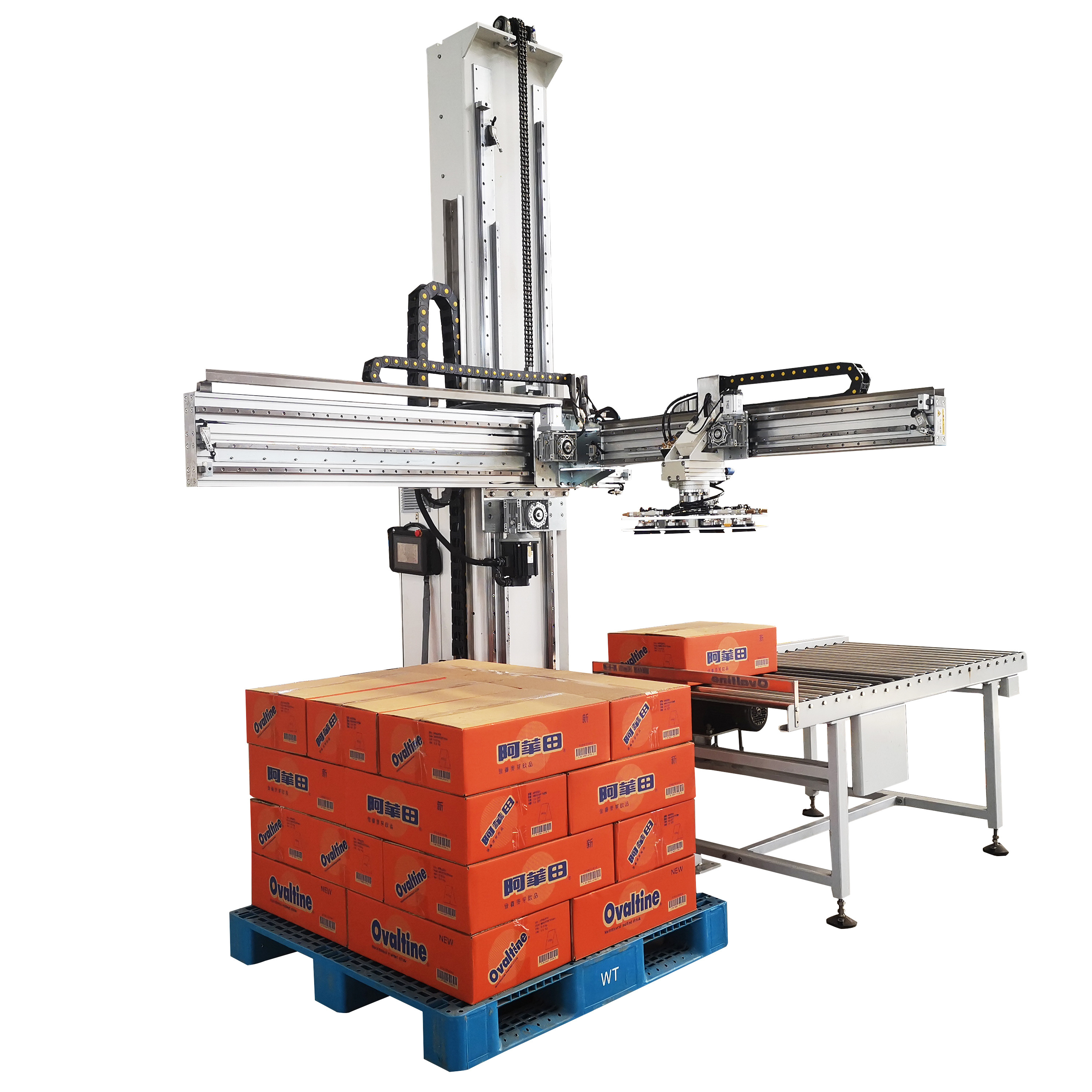 Shuhe automatic single column palletizer case bottle palletizer machine for packing line