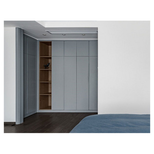 Hotel Custom modern wardrobe Design Shape Closet Concealed Handles Paint Lacquer Finish L Space Saving Storage Wardrobe System