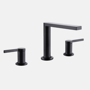 British Style Matt Black Cross Handwheel Three hole Wall Mount Concealed Bathroom Basin Hot And Cold Water Mixer Sink Faucet