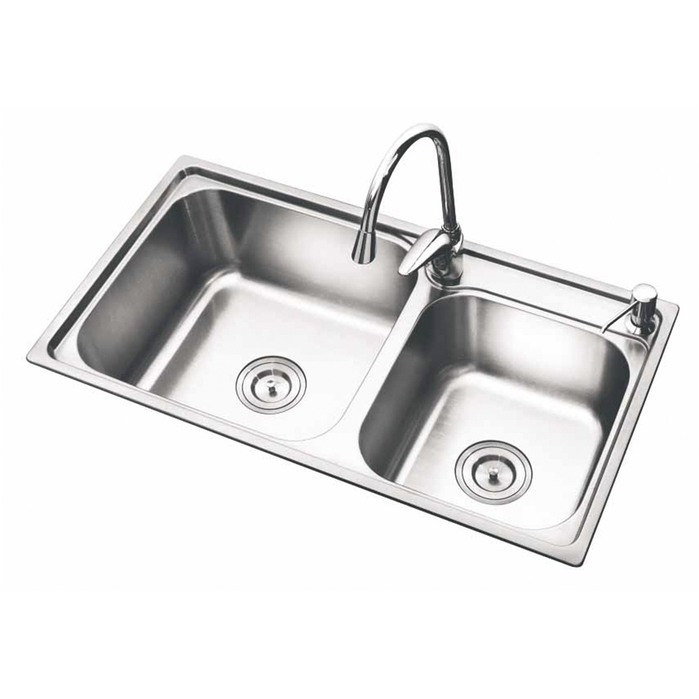 Double Bowls Wash Sink Kitchen Wash Basin Factory Direct Stainless Steel Double Bowl Handmade Nano Kitchen Sink