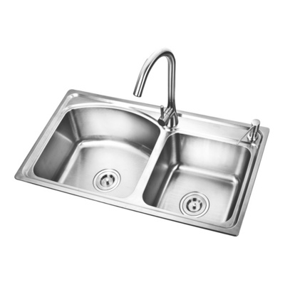 Double Bowls Wash Sink Kitchen Wash Basin Factory Direct Stainless Steel Double Bowl Handmade Nano Kitchen Sink