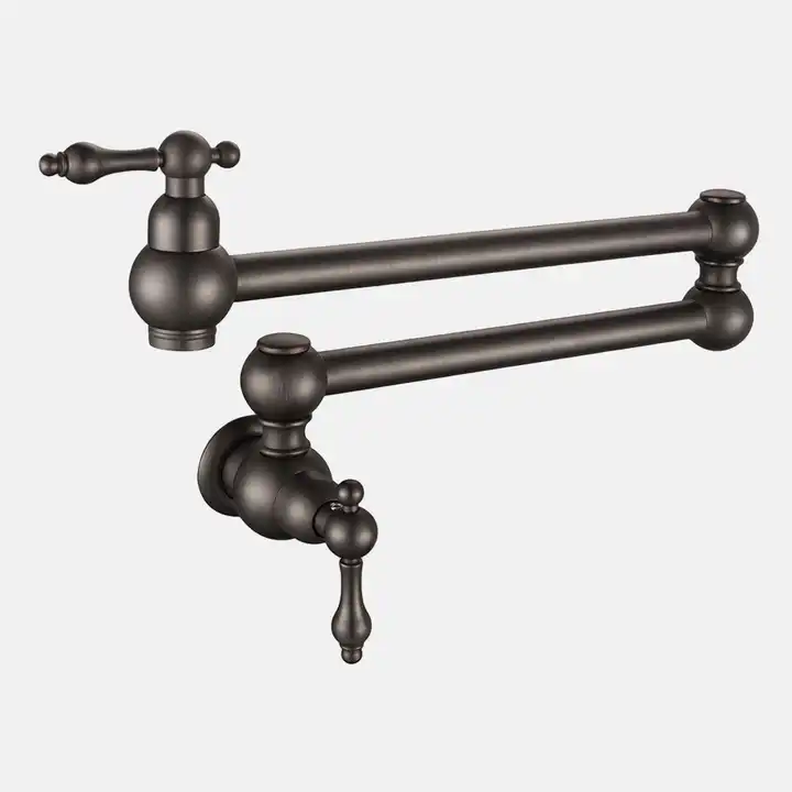 Flexible Brushed Nickel Finished Brass Wall Mounted Kitchen Faucet Tap Hot Sale Custom Color Sink Tap