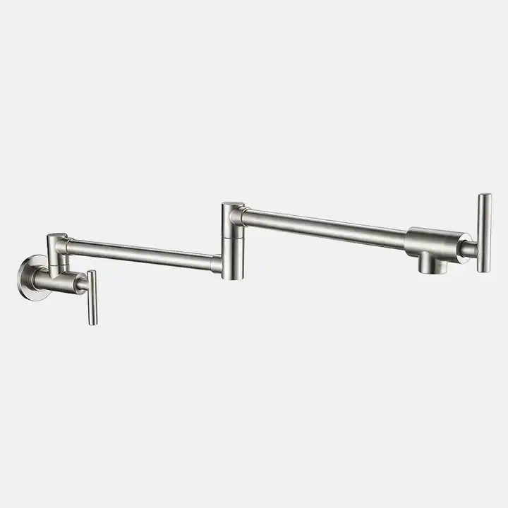 Flexible Brushed Nickel Finished Brass Wall Mounted Kitchen Faucet Tap Hot Sale Custom Color Sink Tap