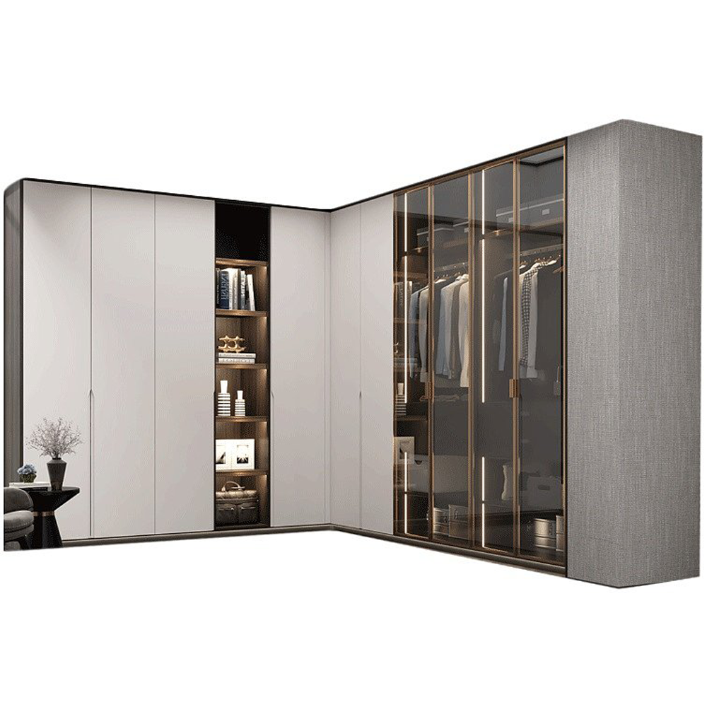 Minimalist Design Practical Wardrobe Custom Bedroom Furniture Wood Armoire Lacquer Finish Closets