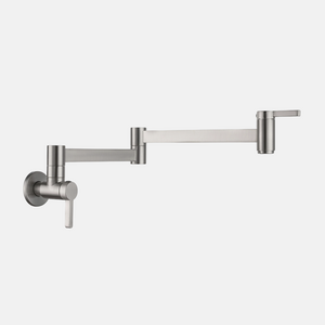 Modern Wall Mounted Brushed Brass Flexible Kitchen Pull Out Faucet Pot Filler Spring Spout  Hot And Cold Water Sprayer