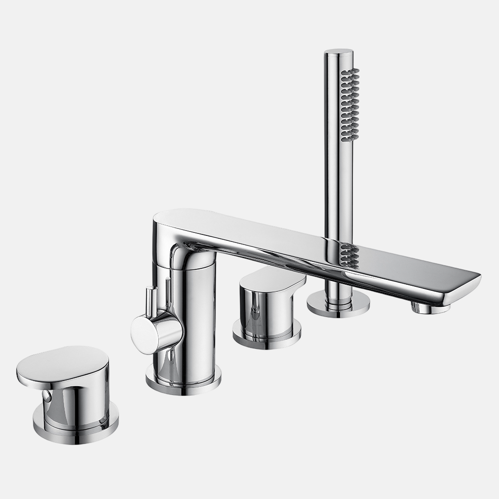 2023 Economic Bathtub Faucet With Hand Spray Bathtub Mixer Tap 4 Holes Deck Mounted Bathtub Faucet