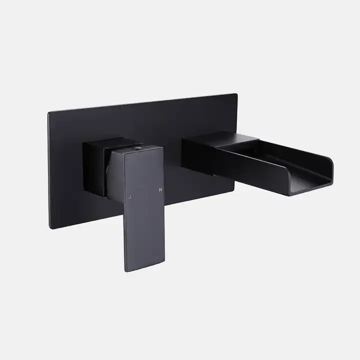 Matt Black Modern Design Waterfall Faucet Deck Mount Basin Mixer Taps Lavatory Sink Faucet with Good Price