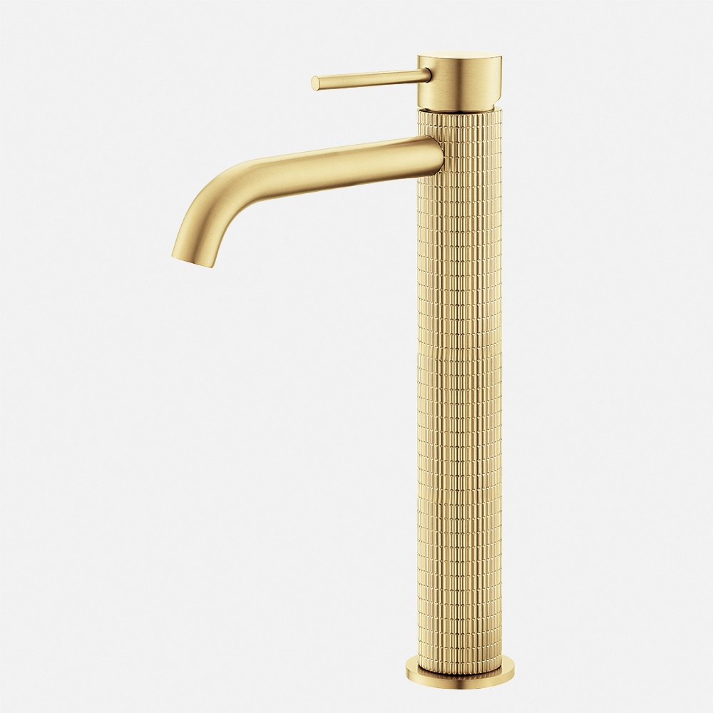 Contemporary Design Hot Selling Basin Faucet Bathroom Brushed Gold Hot Cold Water Basin Faucet Brass Deck Mounted Basin Faucet