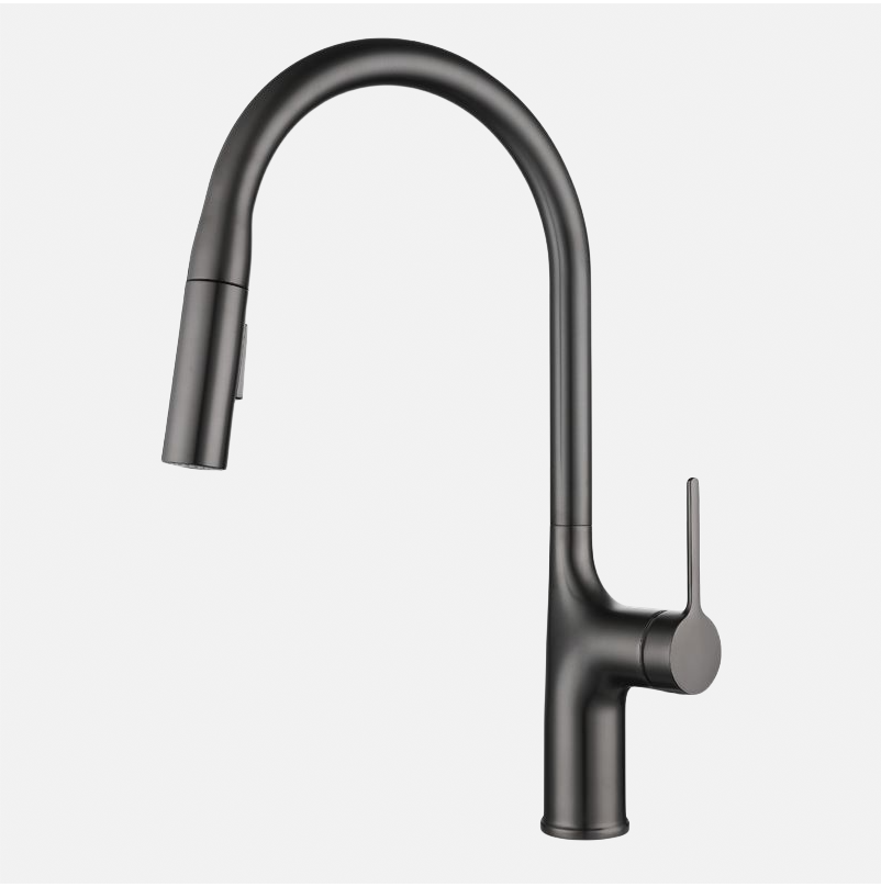 Modern Design Shining Chrome Polished Kitchen Tap Deck Mounted Brass Mixer Kitchen Zinc Alloy Handle Pullout Faucet