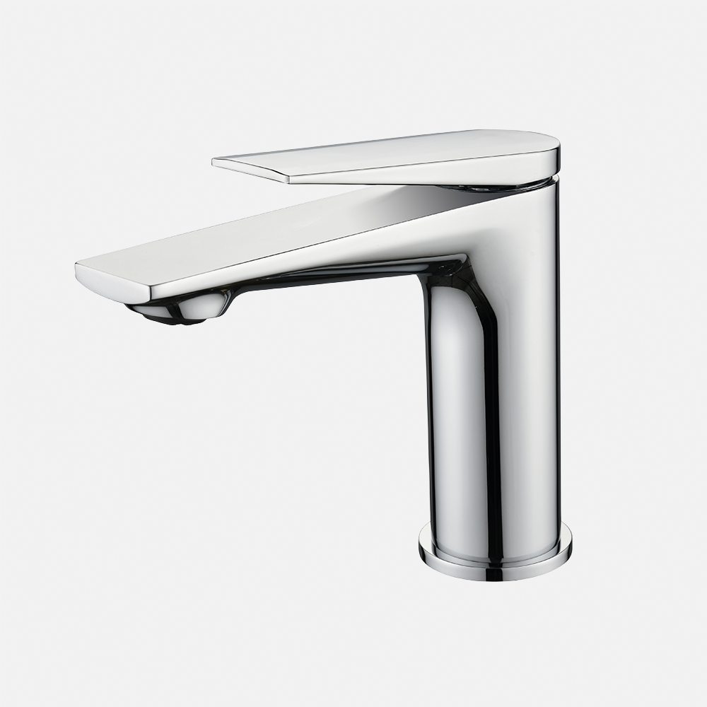 High Quality Washroom Basin Mixer Taps Round Handle  Plating Deck Mounted Bathroom High Basin Faucet