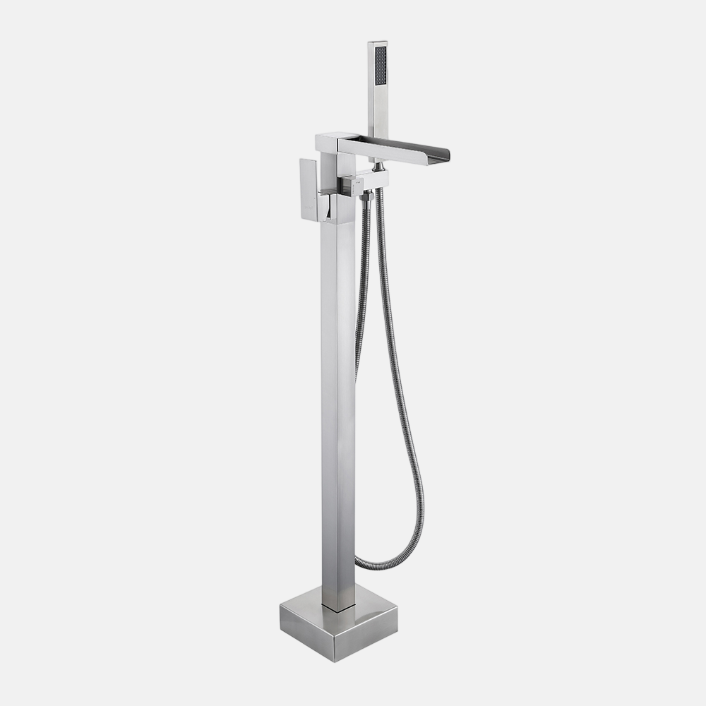 Freestanding Bathroom Bathtub Chrome Faucet l Floor Stand Brass Single Handle Bathroom Clawfoot with Hand Shower High Quality