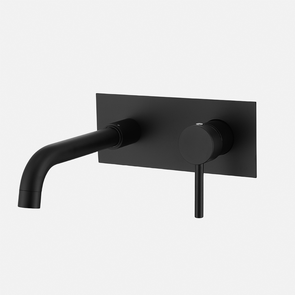 Matt Black Finish Wall Mounted Copper Tap  Single Handle Public Toilet Wash Basin Mixer 2-Part Separate Faucet