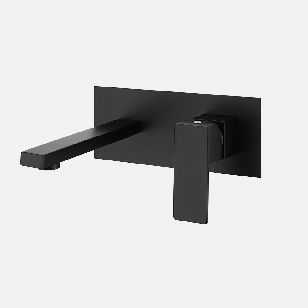 Matt Black Finish Wall Mounted Copper Tap  Single Handle Public Toilet Wash Basin Mixer 2-Part Separate Faucet