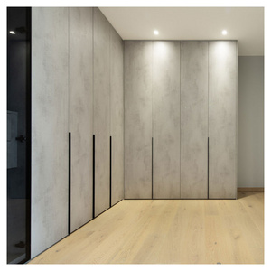 Door Base Large Space Wardrobe With Island Design Wooden L Shape Elegant Dark Grey Wardrobe