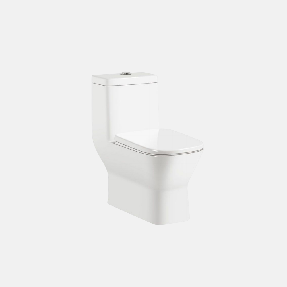 Modern Bathroom One-Piece Toilet High Gloss White Glazed Siphonic Flushing Floor Standing Ceramic Toilet