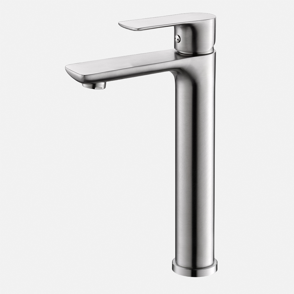 High Quality Washroom Basin Mixer Taps Round Handle  Plating Deck Mounted Bathroom High Basin Faucet