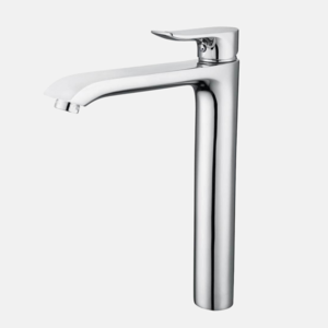 High Quality Washroom Basin Mixer Taps Round Handle  Plating Deck Mounted Bathroom High Basin Faucet