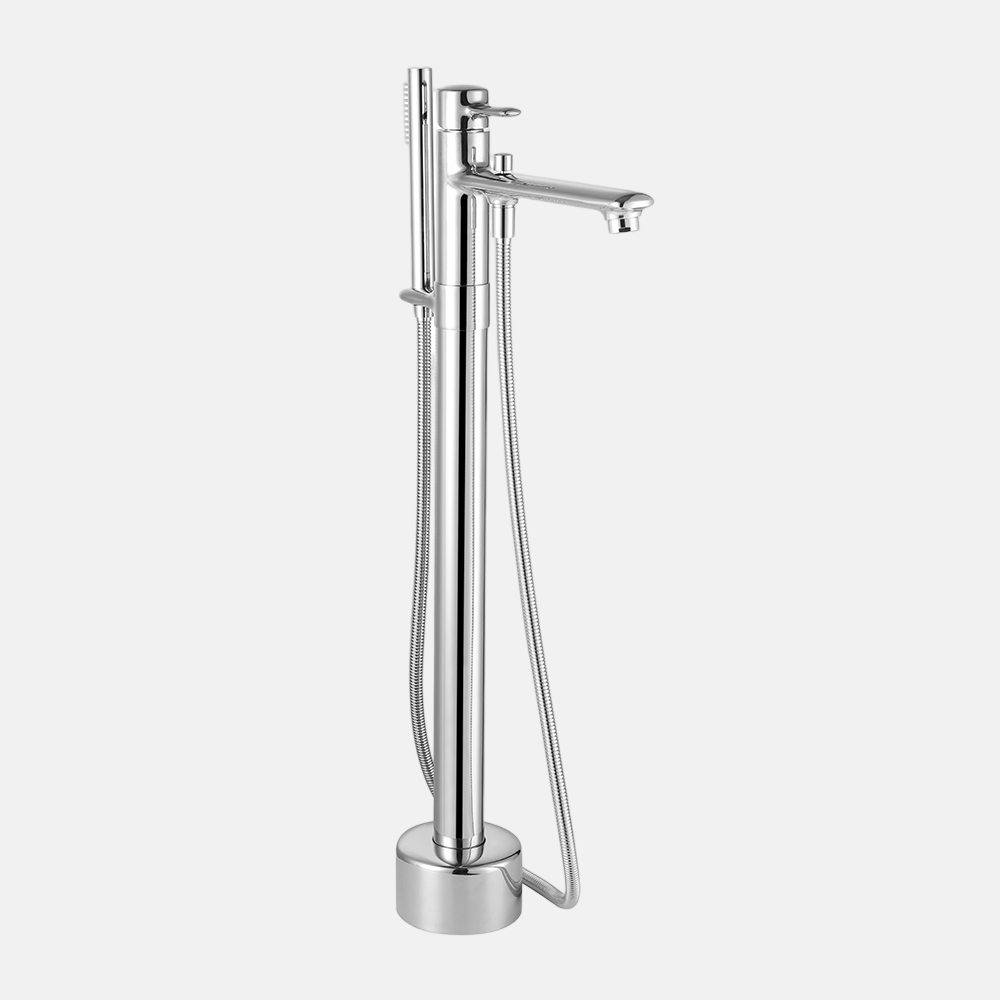 Freestanding Bathtub Chrome Faucet l Floor Stand Brass Single Handle Bathroom Clawfoot with Hand Shower Factory Price