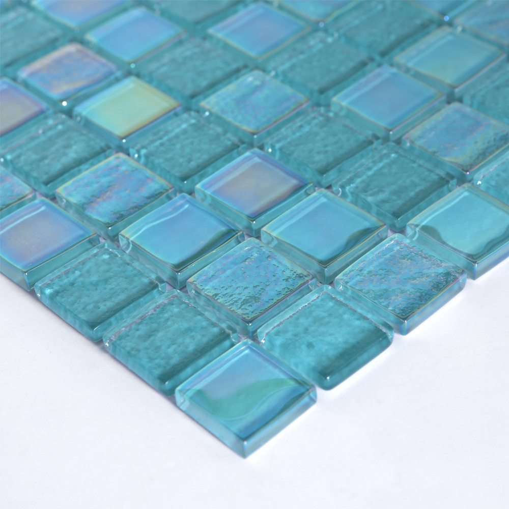 Factory Direct Light Blue Mosaic Custom Design Glossy Glazed Bathroom Porcelain Mosaic Glass Mosaic Mixed Color for Decoration