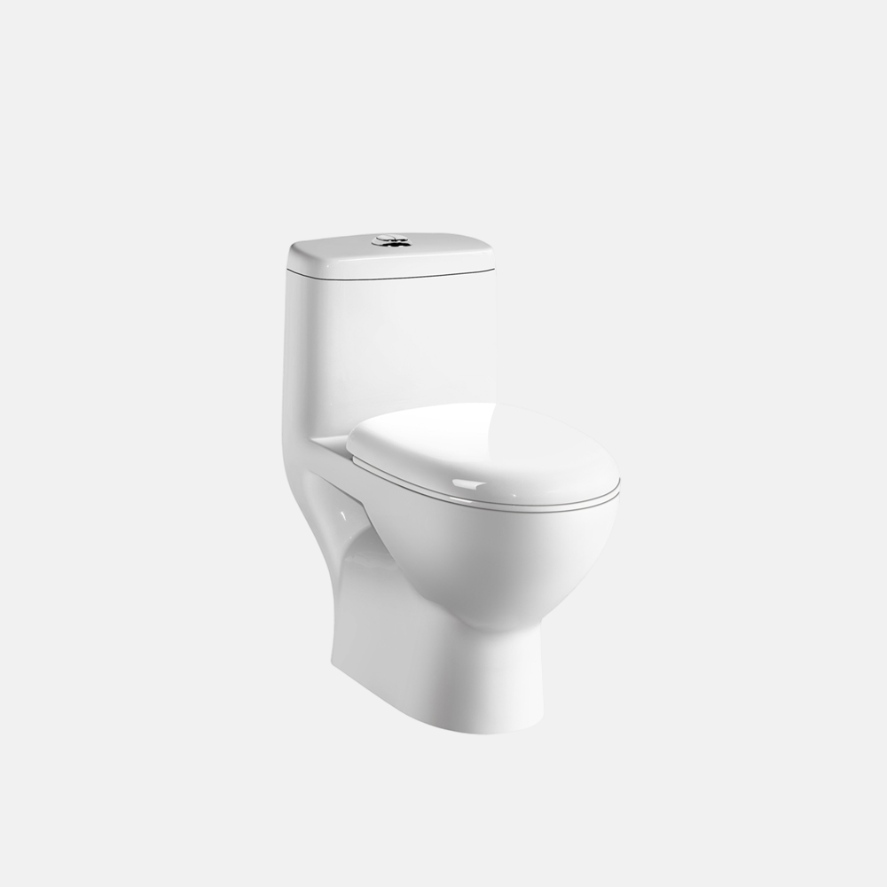 Modern Bathroom One-Piece Toilet High Gloss White Glazed Siphonic Flushing Floor Standing Ceramic Toilet