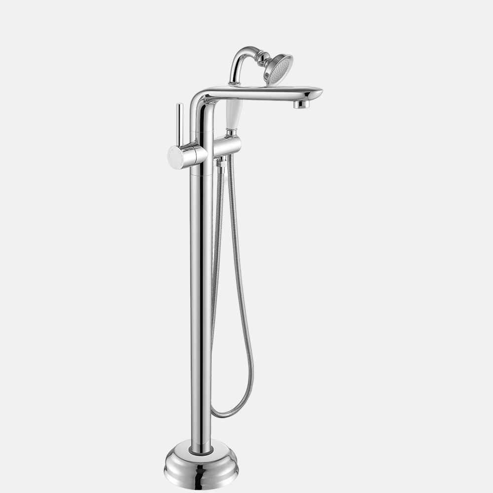 Freestanding Bathtub Chrome Faucet l Floor Stand Brass Single Handle Bathroom Clawfoot with Hand Shower Factory Price