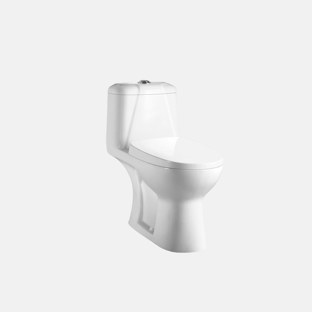 Modern Bathroom One-Piece Toilet High Gloss White Glazed Siphonic Flushing Floor Standing Ceramic Toilet