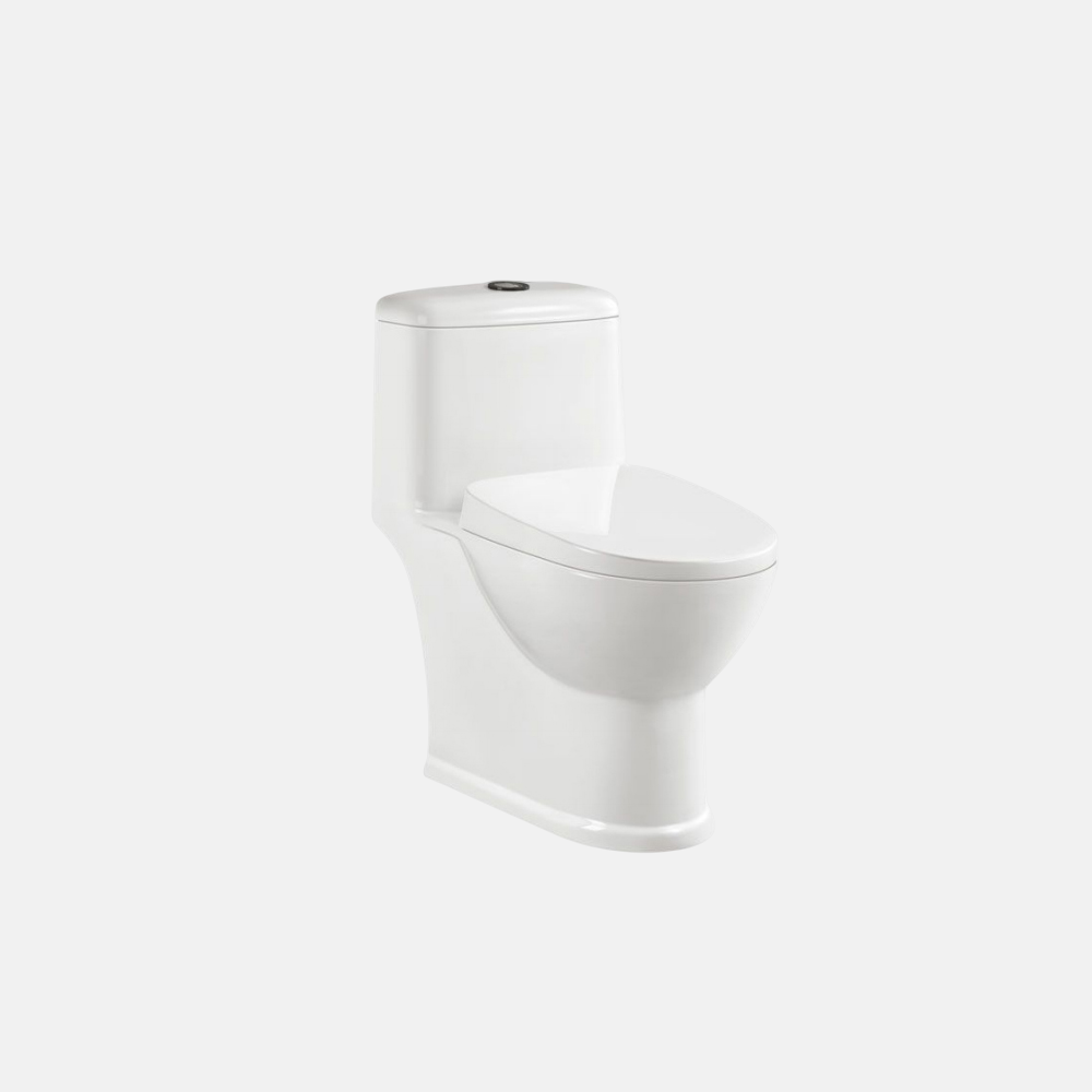 Modern Bathroom One-Piece Toilet High Gloss White Glazed Siphonic Flushing Floor Standing Ceramic Toilet