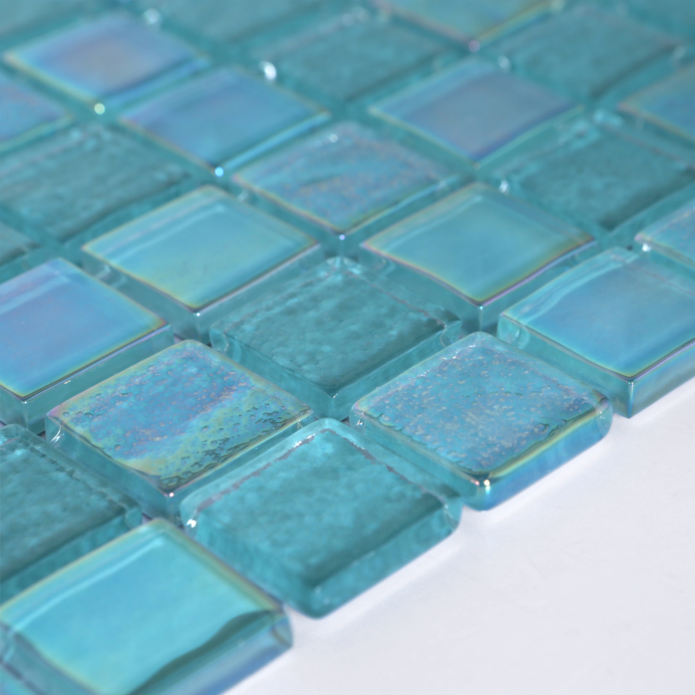 Factory Direct Light Blue Mosaic Custom Design Glossy Glazed Bathroom Porcelain Mosaic Glass Mosaic Mixed Color for Decoration