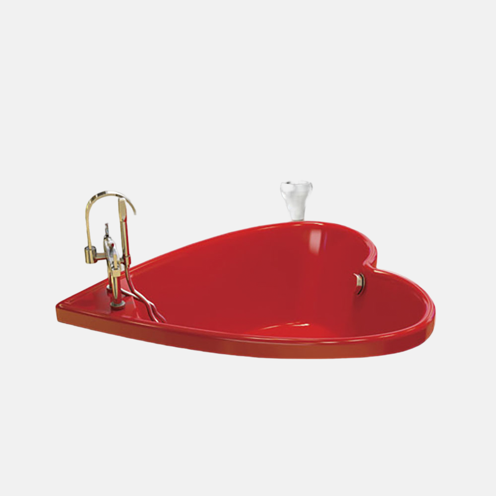 Luxury Romantic Heart Shape Bathtub For Hotel Project Factory Wholesale Red-embedded bath tub Solid Bathtub