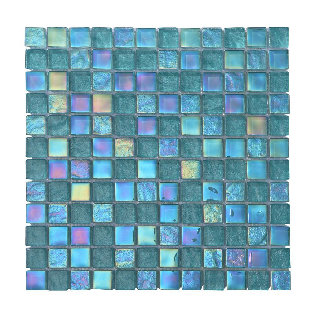 Factory Direct Light Blue Mosaic Custom Design Glossy Glazed Bathroom Porcelain Mosaic Glass Mosaic Mixed Color for Decoration