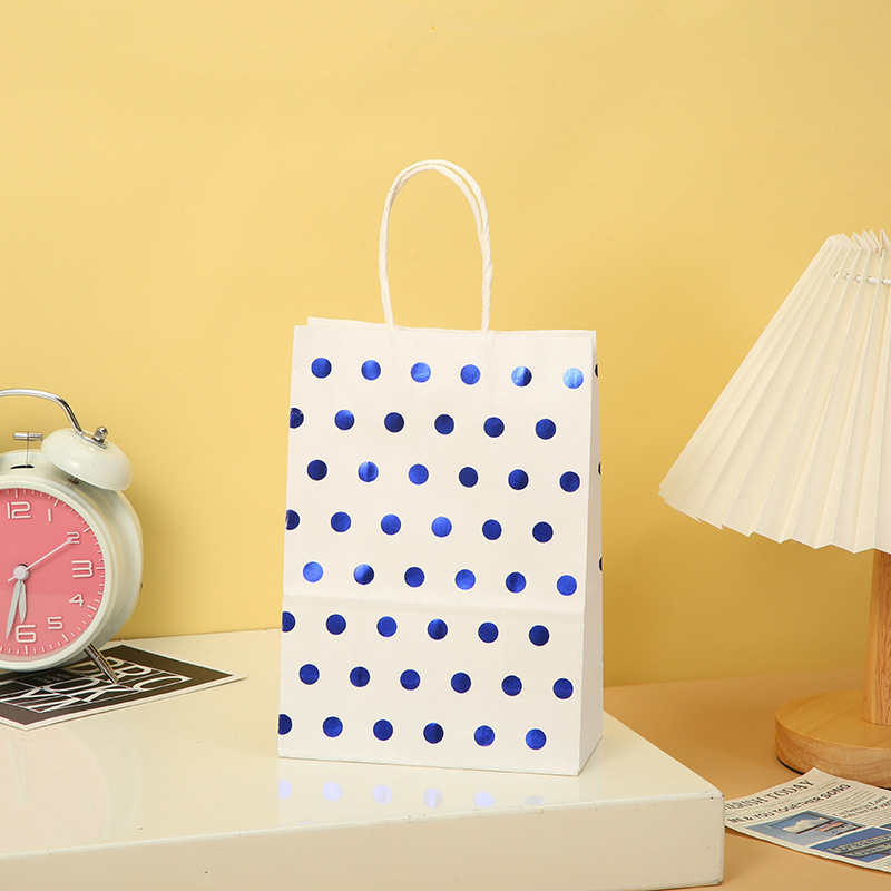 Manufacturers supply new hot gold polka dot hand gift bag Birthday gift bag kraft paper shopping bag