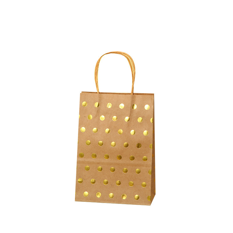 Manufacturers supply new hot gold polka dot hand gift bag Birthday gift bag kraft paper shopping bag