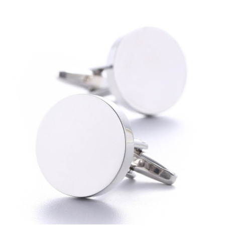 Suit Shirt Cuff Links Simple Customized Engraved High Polish Wholesale Stainless Steel Blank Round Coin Cufflinks For Men