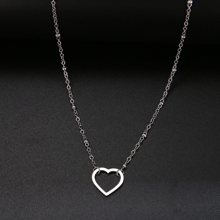 Minimalist delicate silver/gold plated cute women fashion jewelry 16 inches chain stainless steel heart choker necklace