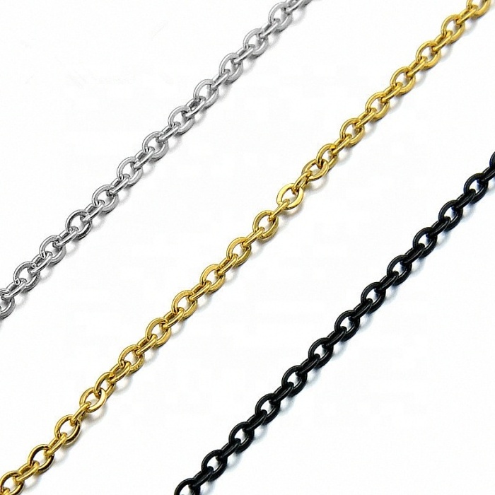 Fashion cheap wholesale 18k gold plated link stainless steel necklace chain for jewelry making