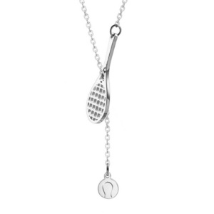 Sport jewelry silver/gold/rose gold plated tennis racket and tennis shape fashion stainless steel tennis necklace for women