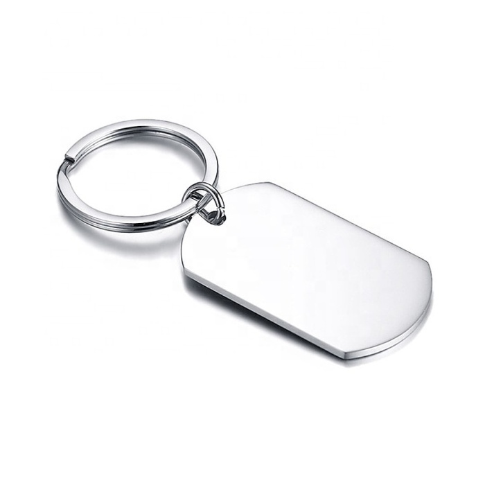 Cheap Wholesale High Polish Blank Message Logo Engraved Custom Stainless Steel Dog Tag Keychain For Diy Bag Car Key Holder