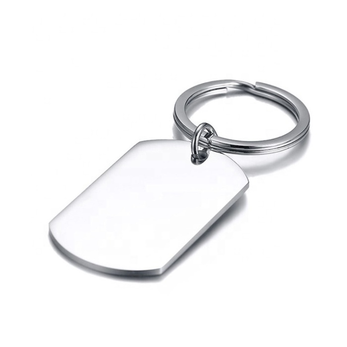 Cheap Wholesale High Polish Blank Message Logo Engraved Custom Stainless Steel Dog Tag Keychain For Diy Bag Car Key Holder