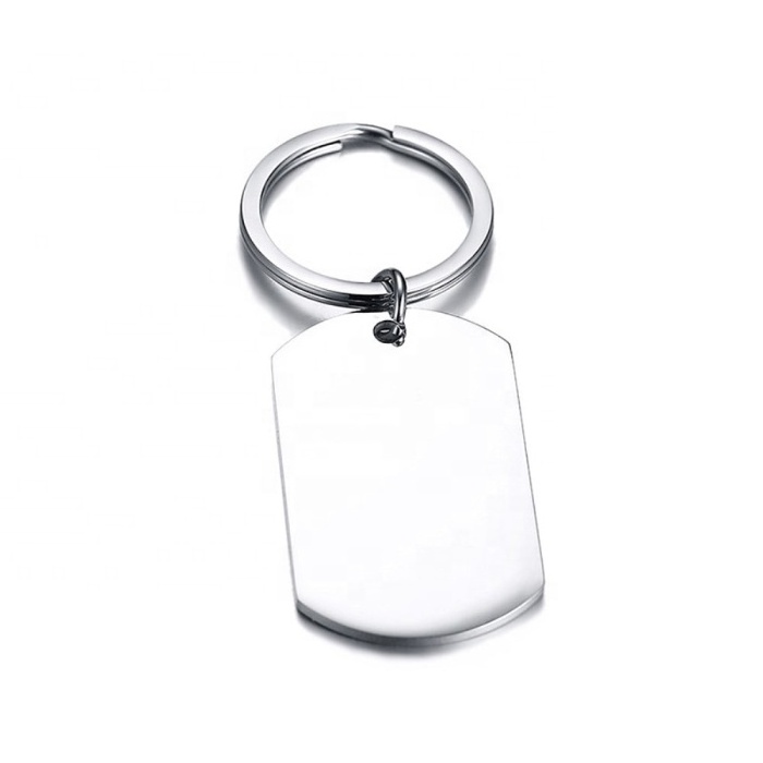 Cheap Wholesale High Polish Blank Message Logo Engraved Custom Stainless Steel Dog Tag Keychain For Diy Bag Car Key Holder