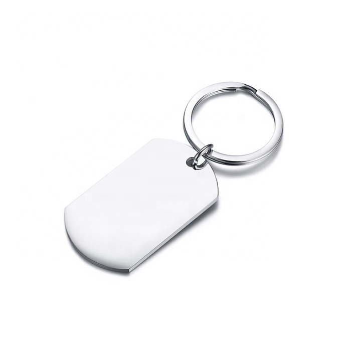 Cheap Wholesale High Polish Blank Message Logo Engraved Custom Stainless Steel Dog Tag Keychain For Diy Bag Car Key Holder